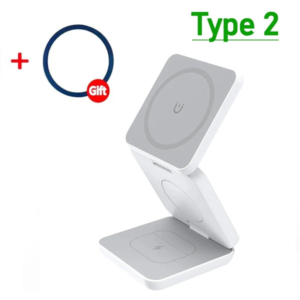 3 in 1 Fast Magnetic Foldable Wireless Charger For iPhones, AirPods and Apple Watches