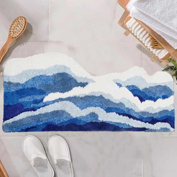 Aesthetic Wave Tufted Rug – Ocean-Inspired Soft & Non-Slip Carpet