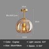 Modern Nordic Ceiling Lamp with Cognac Glass Shade – LED Ceiling Lights for Dining Room and Living Spaces