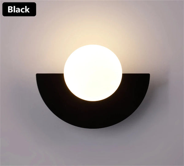 LED Wall Sconce with Round Plastic Ball Lampshade – Modern Wall Light for Bedroom and Corridor