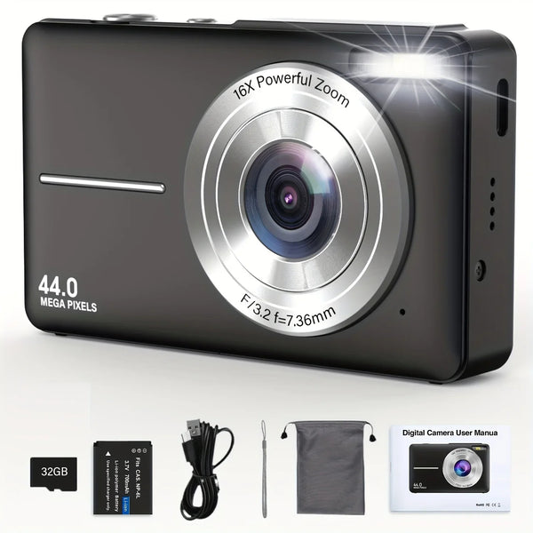 44MP HD Digital Camera with 16X Zoom and Full HD Video Recording