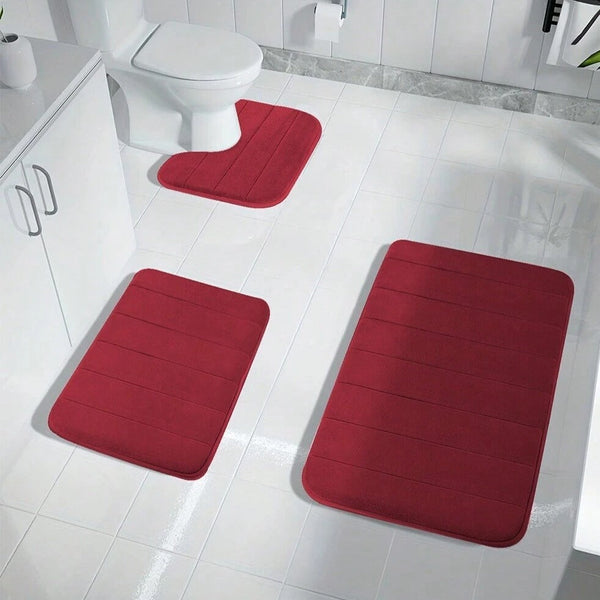 Memory Foam Non Slip Bath Mat - 3pcs Set
