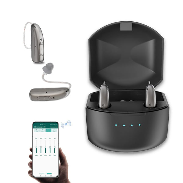 Rechargeable Bluetooth Hearing Aids for Seniors with App Control & 4 Sound Modes