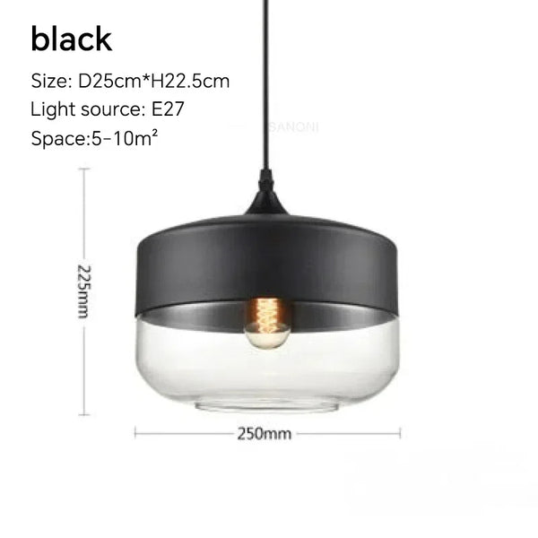 Nordic Wood Glass Pendant Light – Modern Hanging Lamp