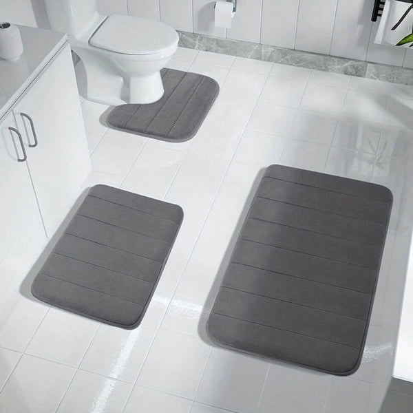 Memory Foam Non Slip Bath Mat - 3pcs Set