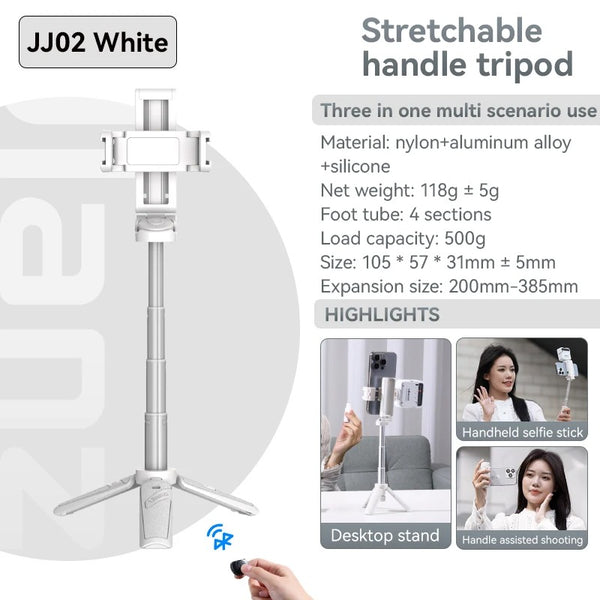 Bluetooth Selfie Stick with Tripod – 4-Section Stretchable Rotating Handle for Stable Shots