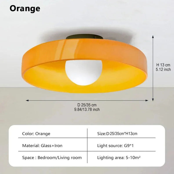 Nordic LED Flush Mount Ceiling Light Fixture – Retro Glass Design for Bedroom and Living Room