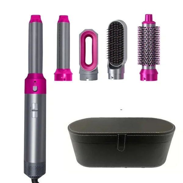 5-in-1 Hair Dryer Styling Set with Hot Comb, Curling Iron, and Straightener