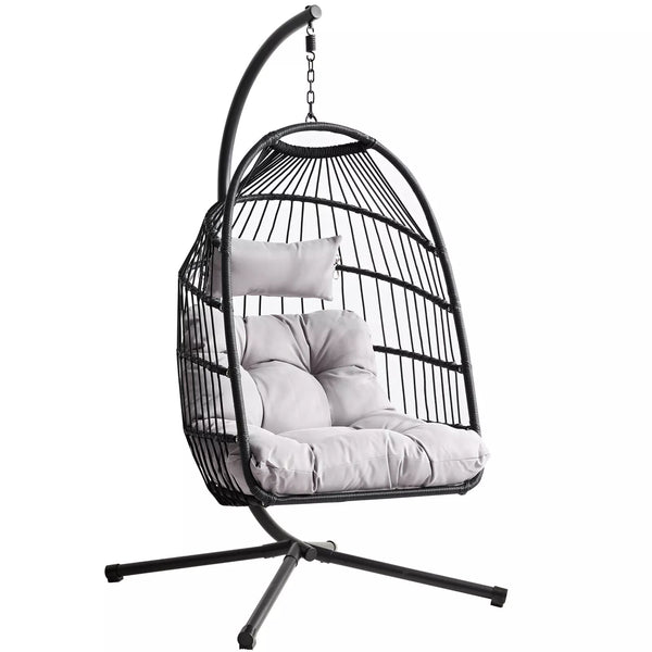Premium Hanging Egg Chair – Rattan Swing Hammock with Cushions for Indoor & Outdoor Use