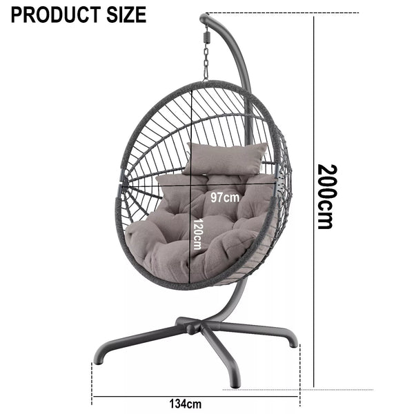 Premium Hanging Egg Chair – Rattan Swing Hammock with Cushions for Indoor & Outdoor Use
