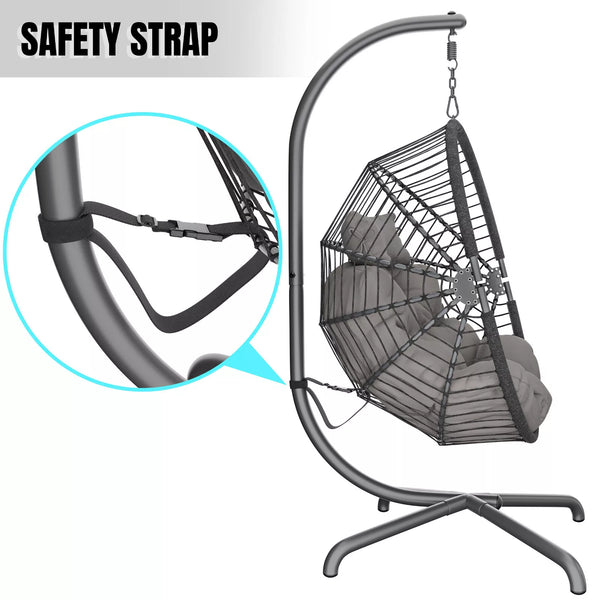 Premium Hanging Egg Chair – Rattan Swing Hammock with Cushions for Indoor & Outdoor Use