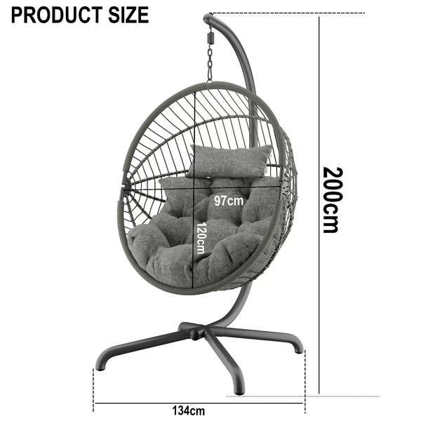 Premium Hanging Egg Chair – Rattan Swing Hammock with Cushions for Indoor & Outdoor Use