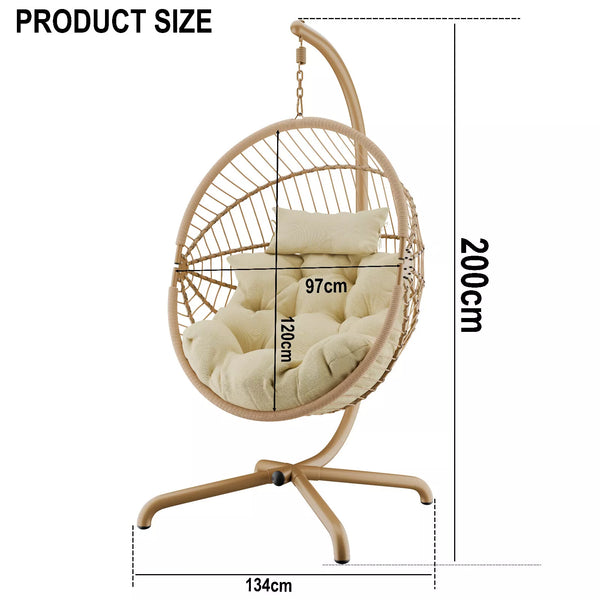 Premium Hanging Egg Chair – Rattan Swing Hammock with Cushions for Indoor & Outdoor Use