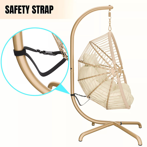 Premium Hanging Egg Chair – Rattan Swing Hammock with Cushions for Indoor & Outdoor Use