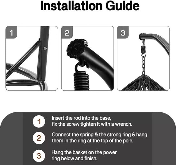 Premium Hanging Egg Chair – Rattan Swing Hammock with Cushions for Indoor & Outdoor Use