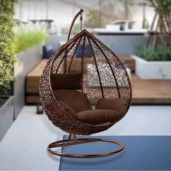 Premium Hanging Egg Chair – Rattan Swing Hammock with Cushions for Indoor & Outdoor Use