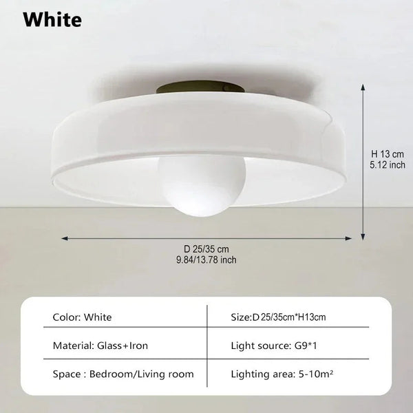 Nordic LED Flush Mount Ceiling Light Fixture – Retro Glass Design for Bedroom and Living Room