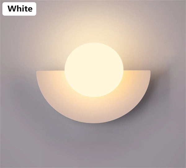 LED Wall Sconce with Round Plastic Ball Lampshade – Modern Wall Light for Bedroom and Corridor