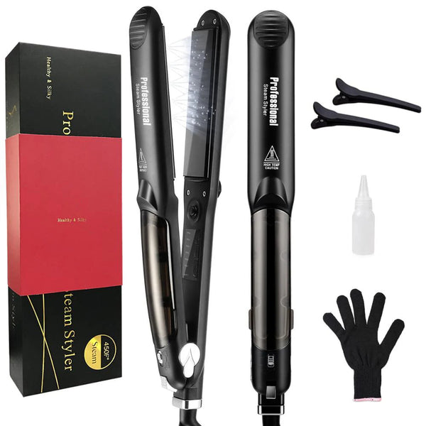 Steam Hair Straightener with Ceramic Vapor Plates and Argan Oil Infusion