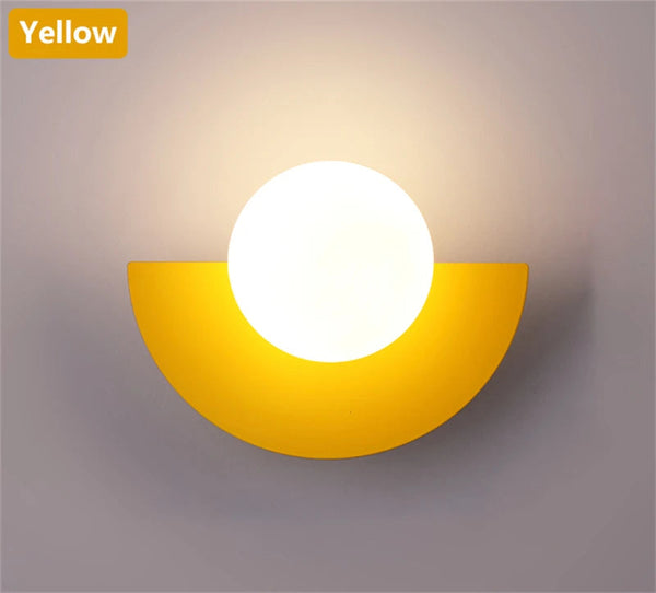 LED Wall Sconce with Round Plastic Ball Lampshade – Modern Wall Light for Bedroom and Corridor