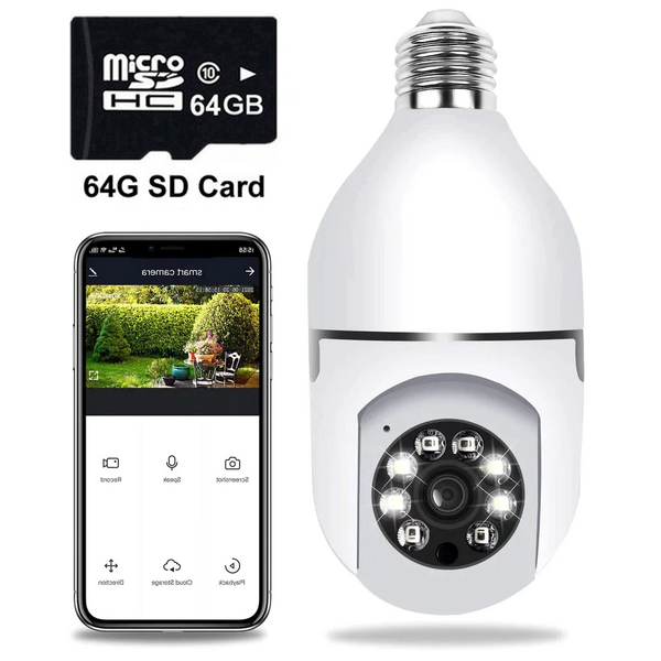 HD Wireless Outdoor WiFi Surveillance Light Bulb Security Camera With Motion Detection