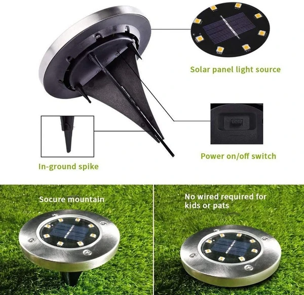 12 Led Solar Ground Lights Outdoor Waterproof