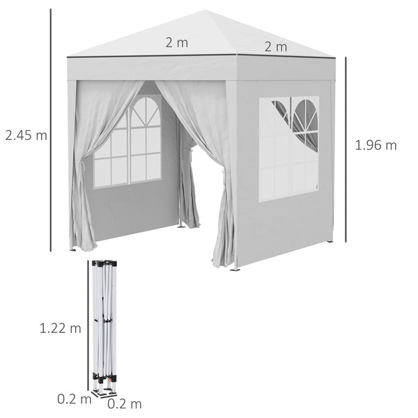 2m x 2m Outdoor Folding Gazebo Canopy - Pop Up Party Tent