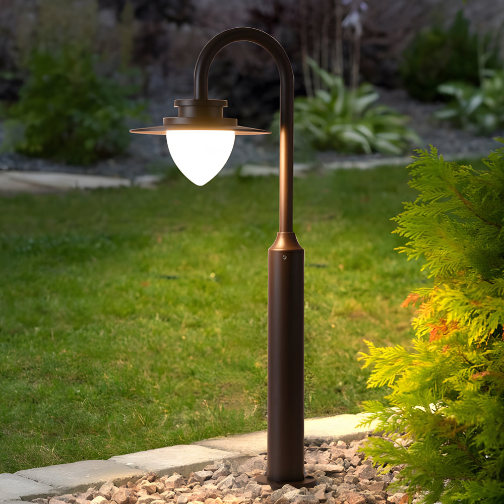 Minimalist Nordic Arc Arm LED Lawn Lamp Durable Outdoor Post Lighting