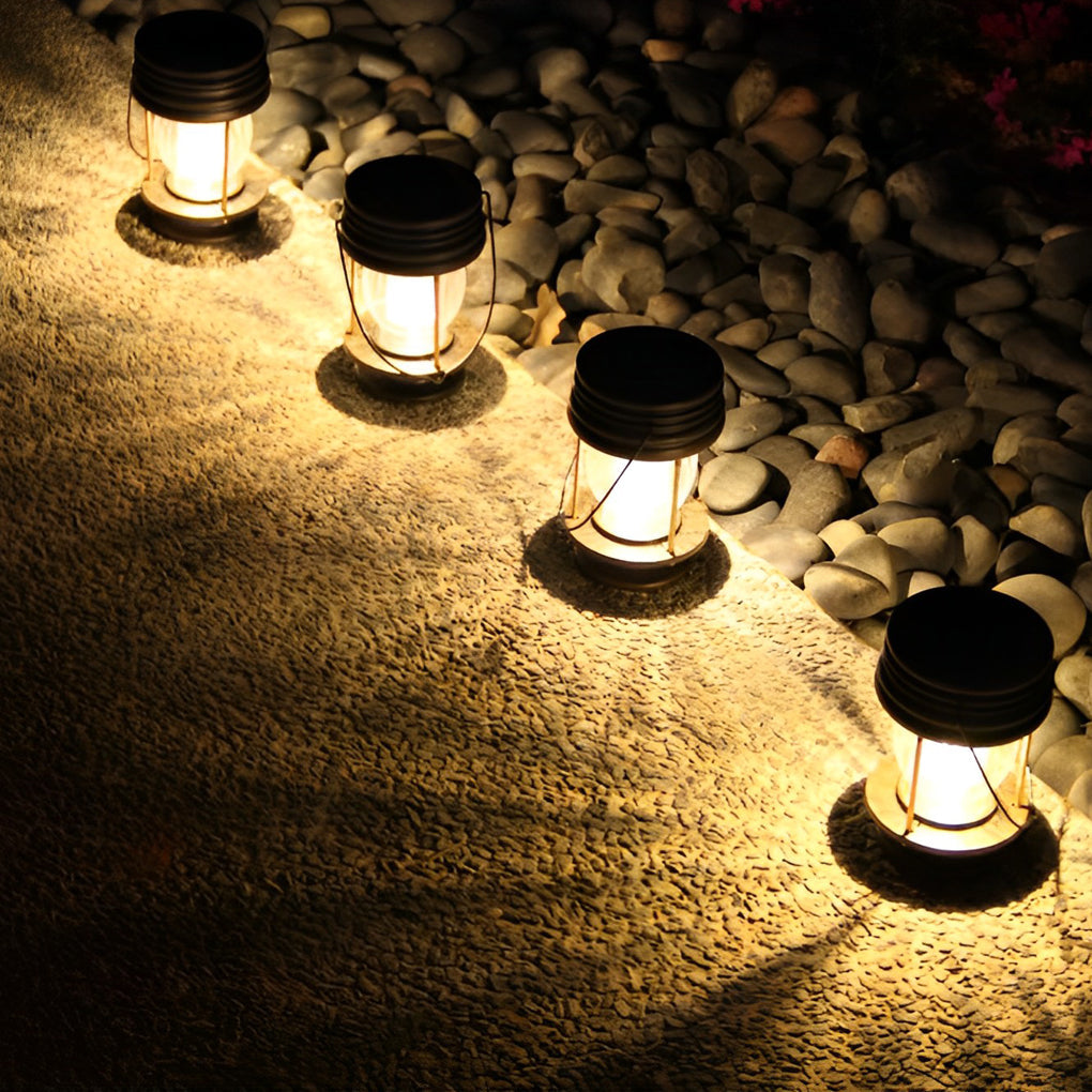 Solar Lantern Outdoor Lights Retro LED Warm White Garden Patio Porch Fence Hanging Lamp