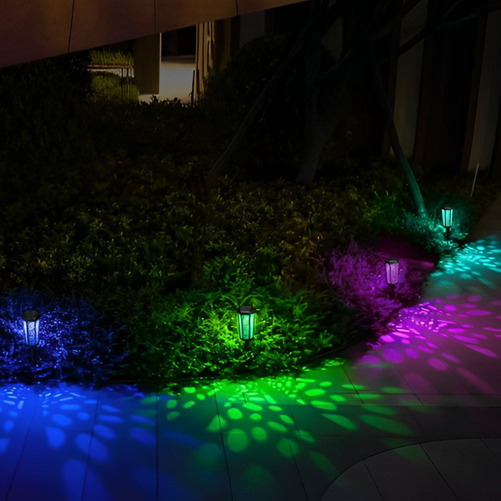 Solar Garden Stake Lights RGB Color Changing LED Hexagon Outdoor Lawn Landscape Lamp