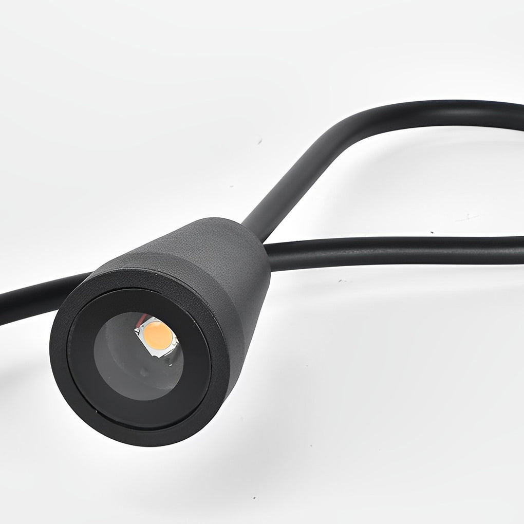 Outdoor LED Gooseneck Pathway Light Black Aluminum Modern Garden Lawn Park Stake Lamp