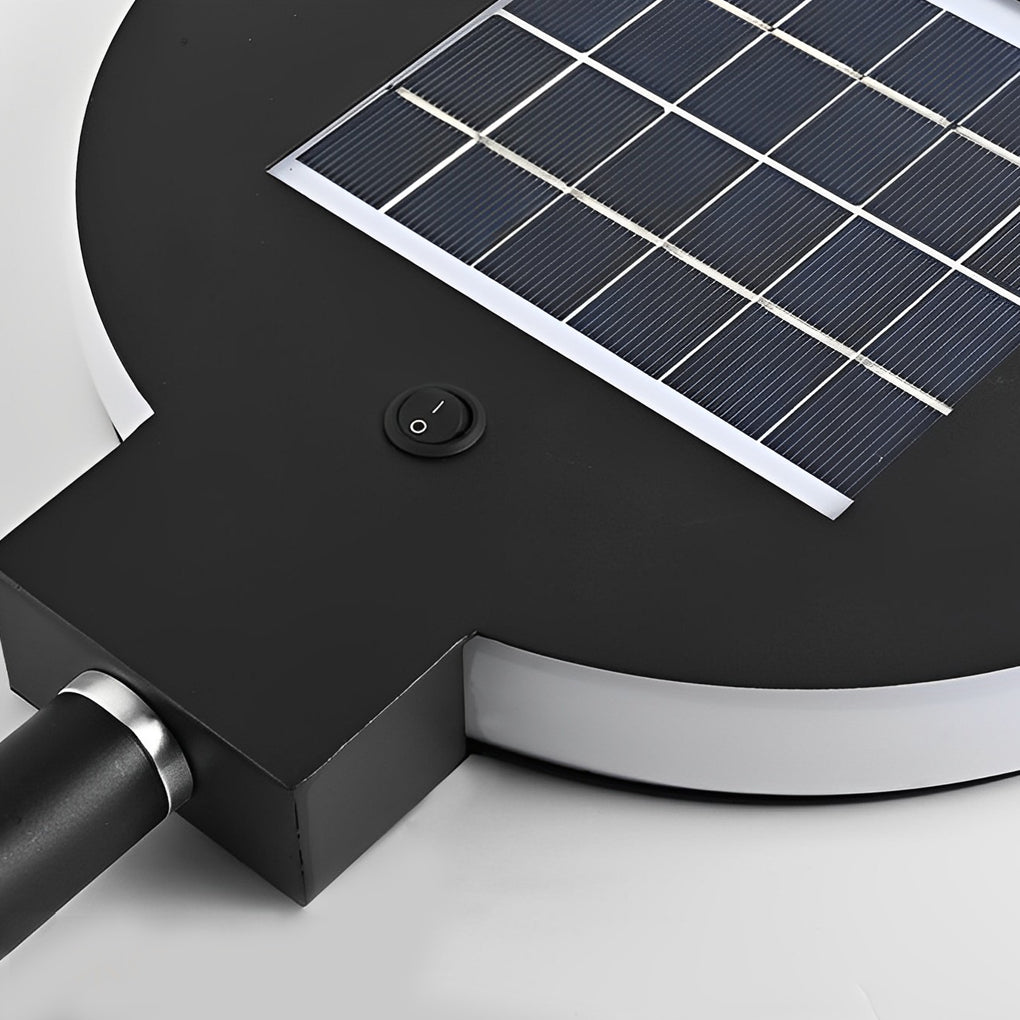 Solar Lawn Lights Outdoor Black Stainless Steel Circular Geometric Garden Park Yard Lamp