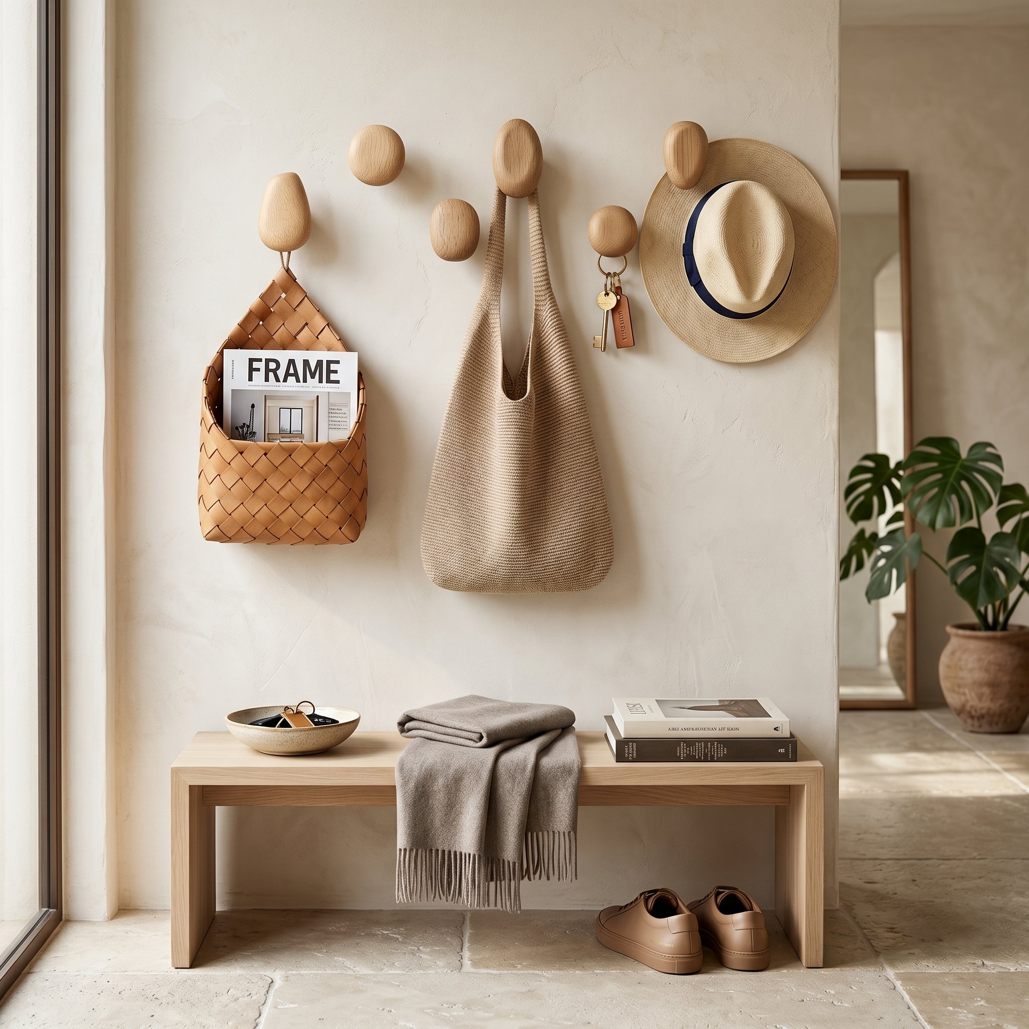 Brior Oak Pebble Wall Hooks