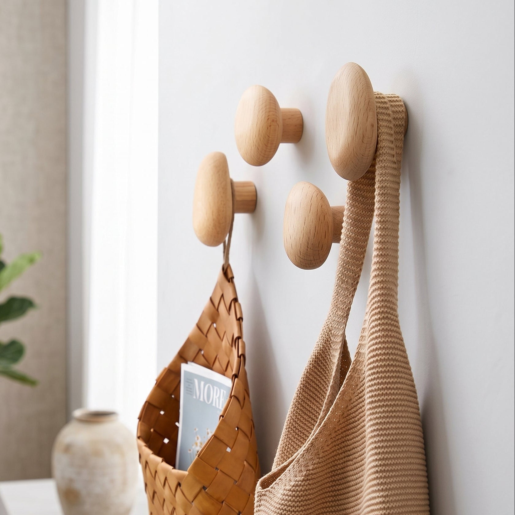 Brior Oak Pebble Wall Hooks