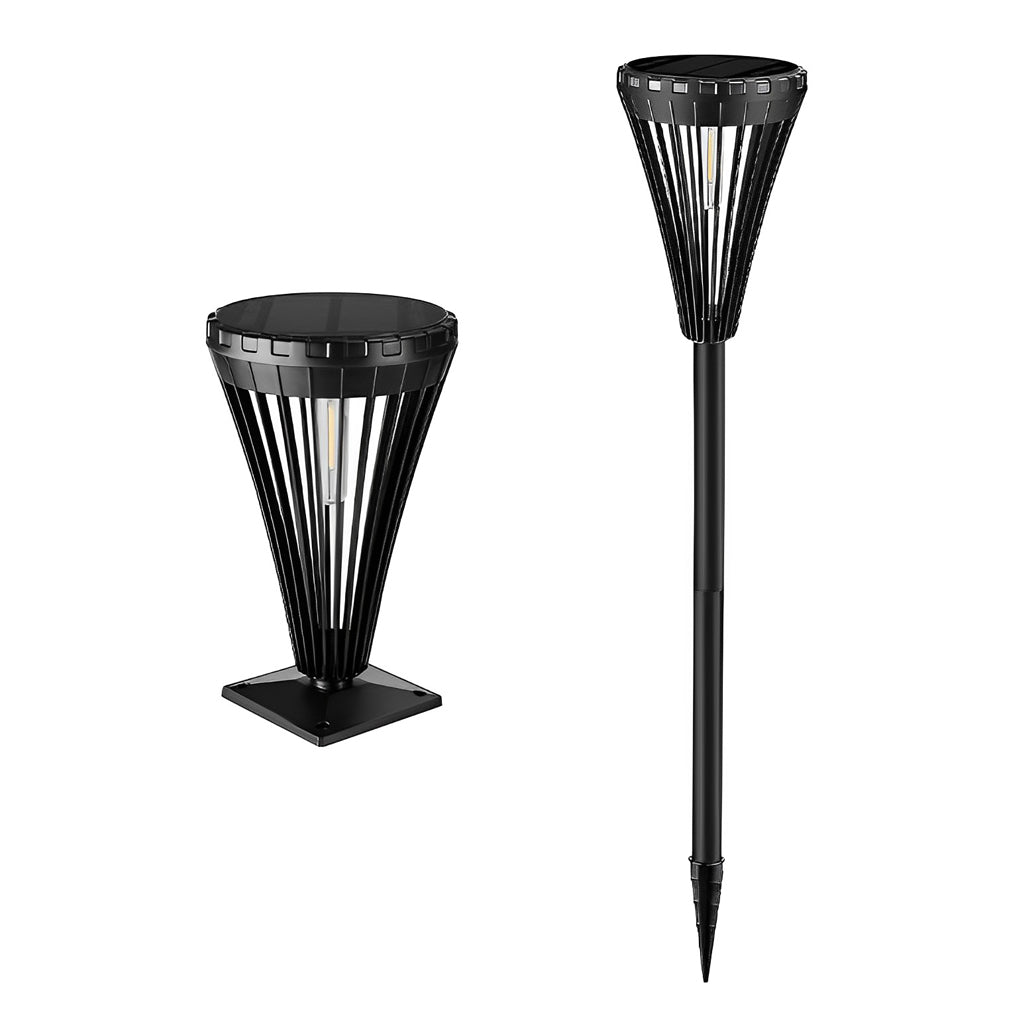 Solar Pathway Lights Outdoor Black LED Tapered Modern Garden Lawn Backyard Stake Lamp