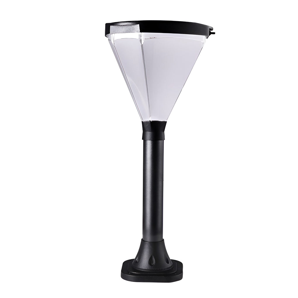 Solar Pathway Lights Outdoor Black Aluminum Cone Modern LED Garden Stake Lawn Lamp