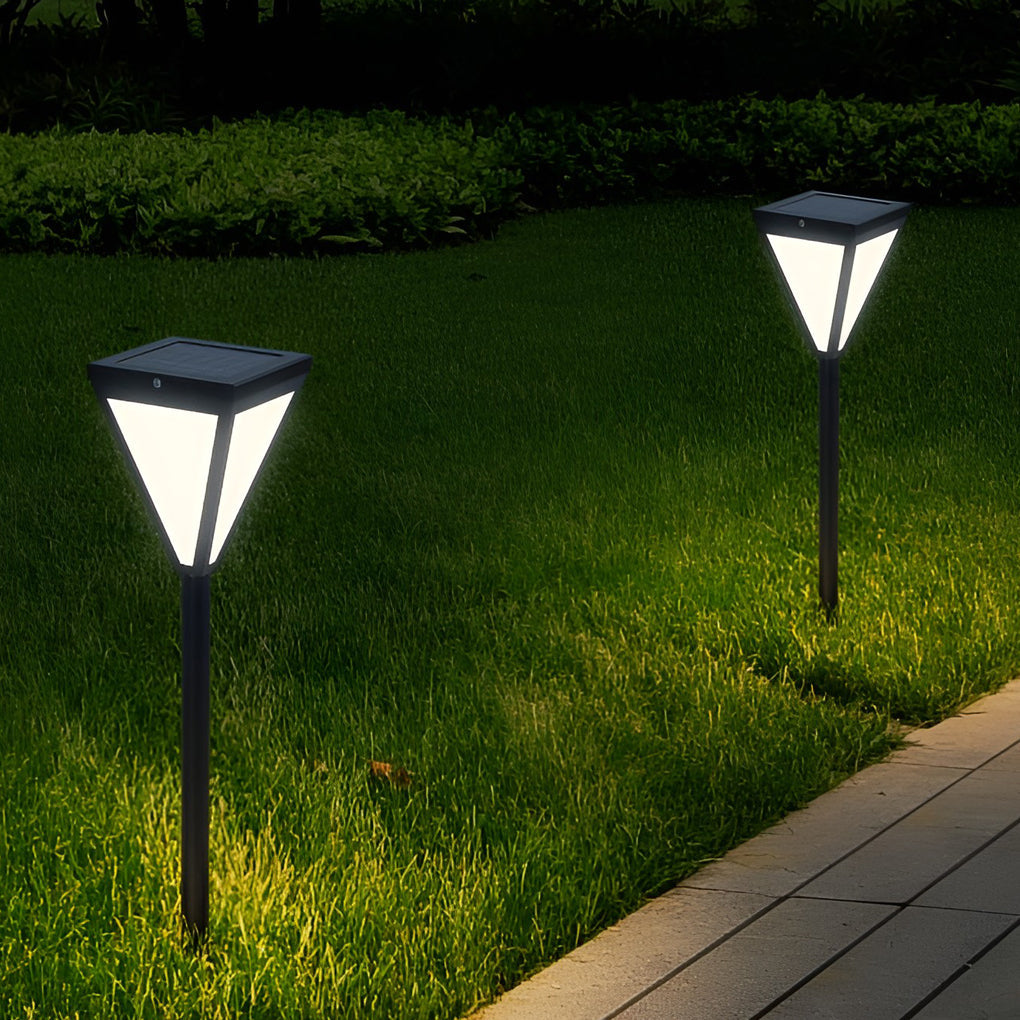 Solar Pathway Lights Outdoor Black Metal Acrylic Modern Garden Walkway Courtyard Lamp