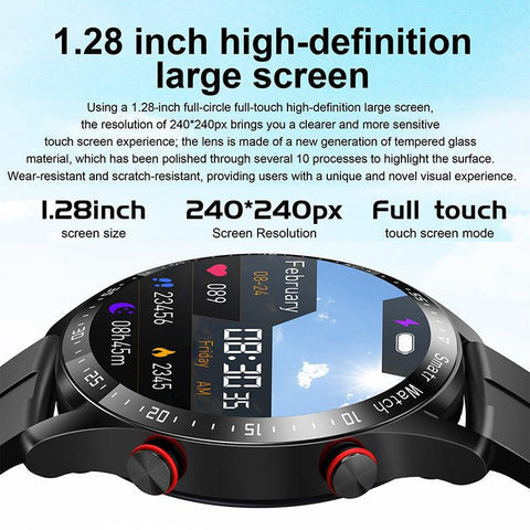 Waterproof Men's Bluetooth Smartwatch with ECG, PPG, Heart Rate & Oxygen Monitor