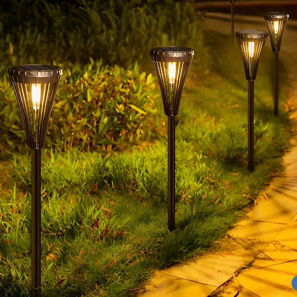 Solar Pathway Lights Outdoor Black LED Tapered Modern Garden Lawn Backyard Stake Lamp