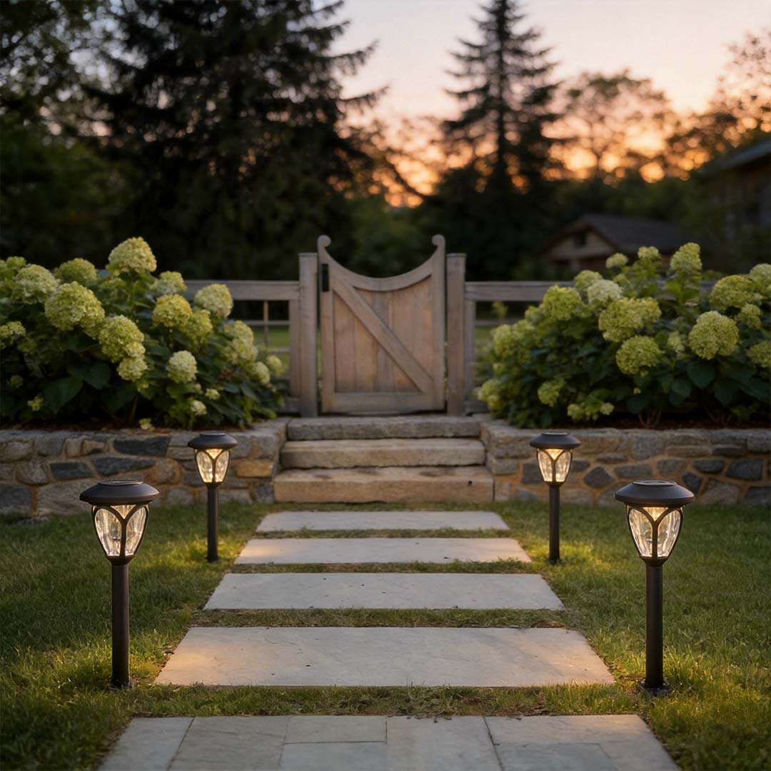 2-PCS Cheap Solar Lawn Lights Modern Black Smart LED Lights