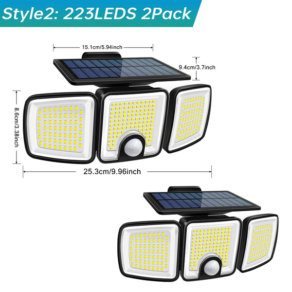Solar Outdoor Motion Sensor Light with 3 Heads and 270° Wide Angle Waterproof Design