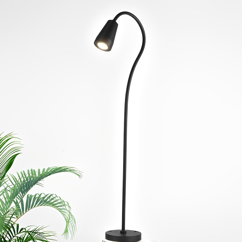 Outdoor LED Gooseneck Pathway Light Black Aluminum Modern Garden Lawn Park Stake Lamp