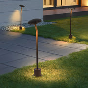Outdoor LED Mushroom Pathway Light Brown Aluminum Industrial Garden Lawn Warm White Lamp