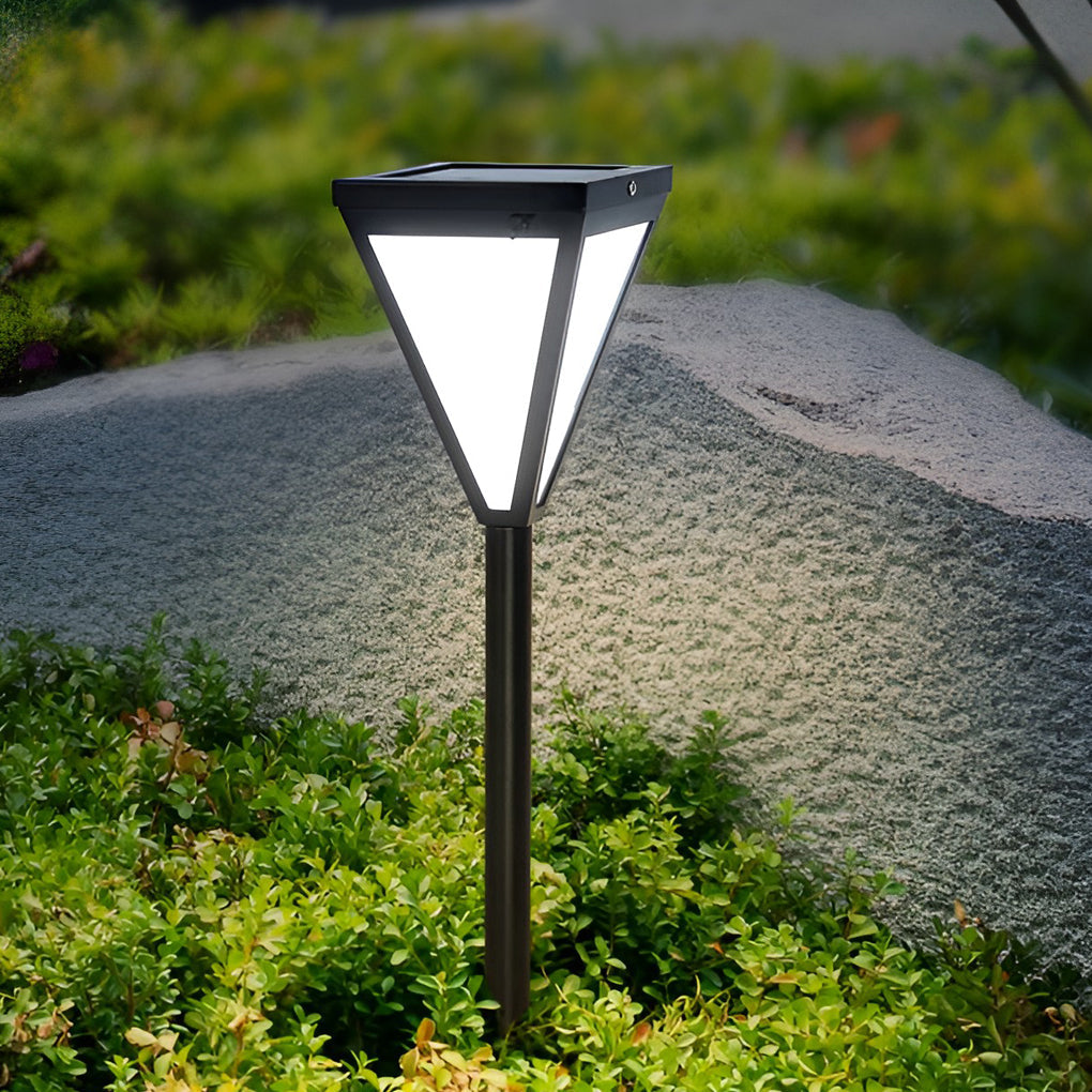 Solar Pathway Lights Outdoor Black Metal Acrylic Modern Garden Walkway Courtyard Lamp