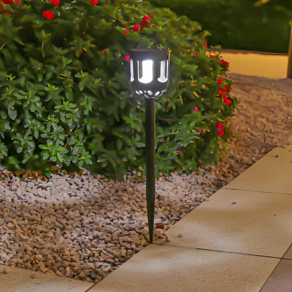 Solar Pathway Lights Set of 4 Black LED RGB Color Changing Outdoor Garden Lawn Stake