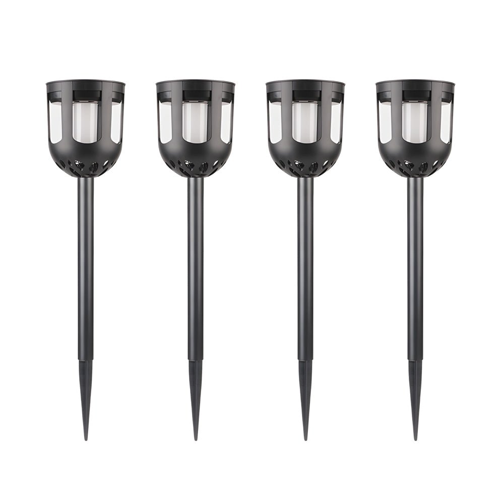Solar Pathway Lights Set of 4 Black LED RGB Color Changing Outdoor Garden Lawn Stake