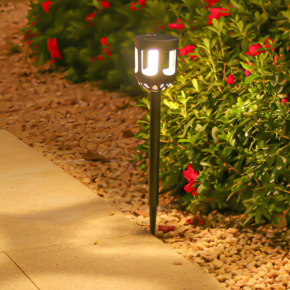 Solar Pathway Lights Set of 4 Black LED RGB Color Changing Outdoor Garden Lawn Stake