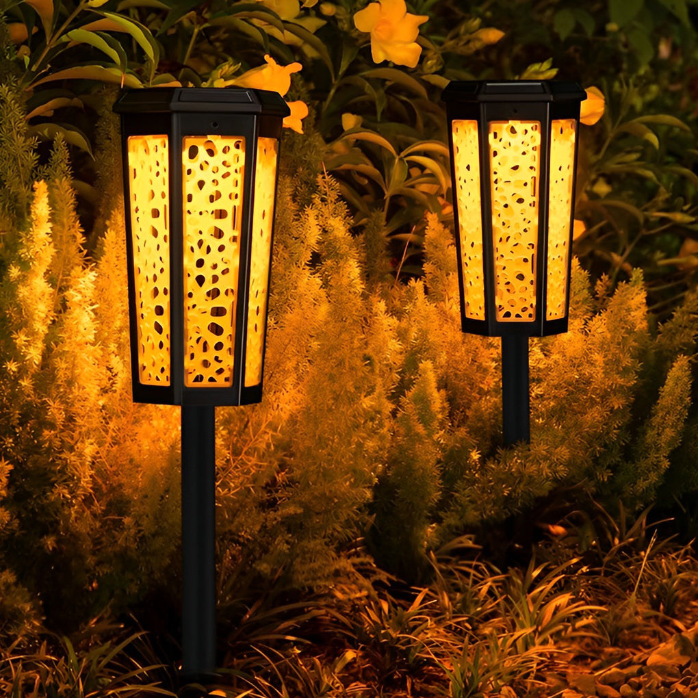 Solar Garden Stake Lights RGB Color Changing LED Hexagon Outdoor Lawn Landscape Lamp