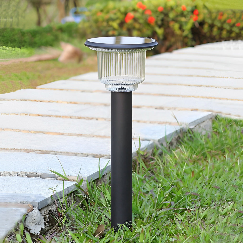 Solar Pathway Lights Outdoor Matte Black Aluminum Glass Dimmable Remote Control Garden Lawn