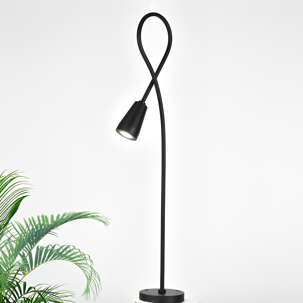 Outdoor LED Gooseneck Pathway Light Black Aluminum Modern Garden Lawn Park Stake Lamp